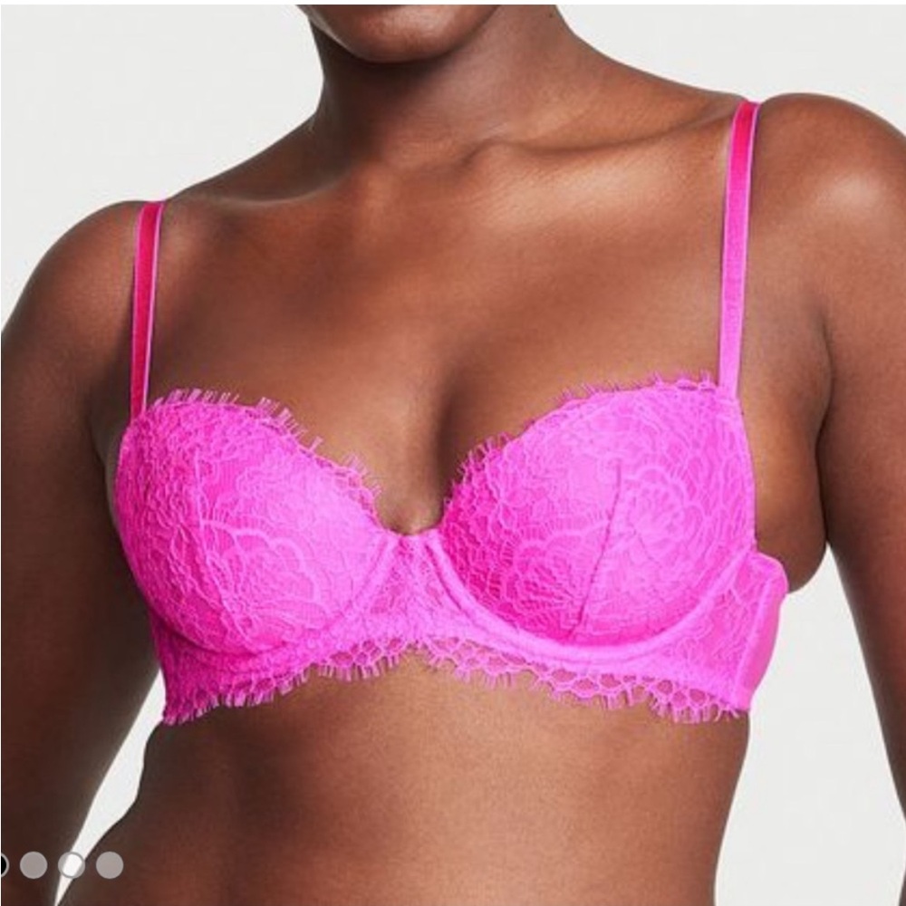 Victoria’s Secret DREAM ANGELS Lightly Lined Lace Demi Bra 34DDD Pink Berry 34F